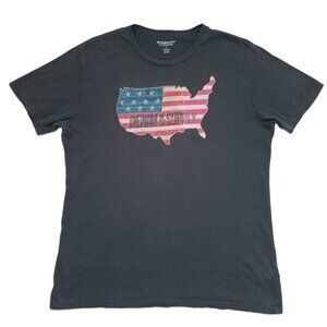 Ralph Lauren Denim Supply T-Shirt Men's White Crew Neck American Flag Patch Sz L